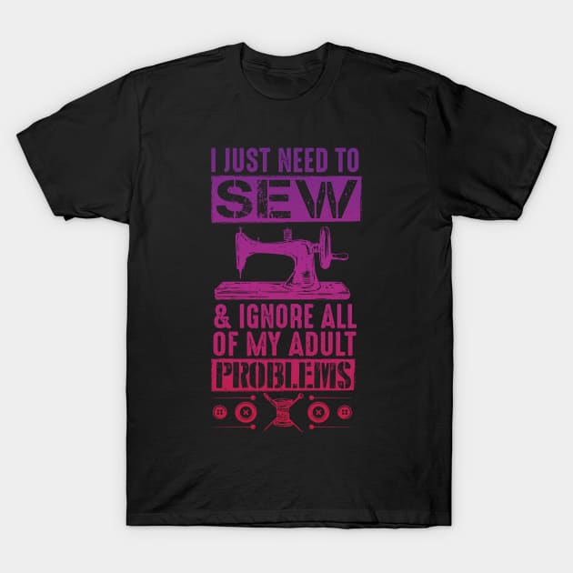 Funny Sewing Sewer Design T-Shirt by Pummli